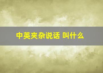 中英夹杂说话 叫什么